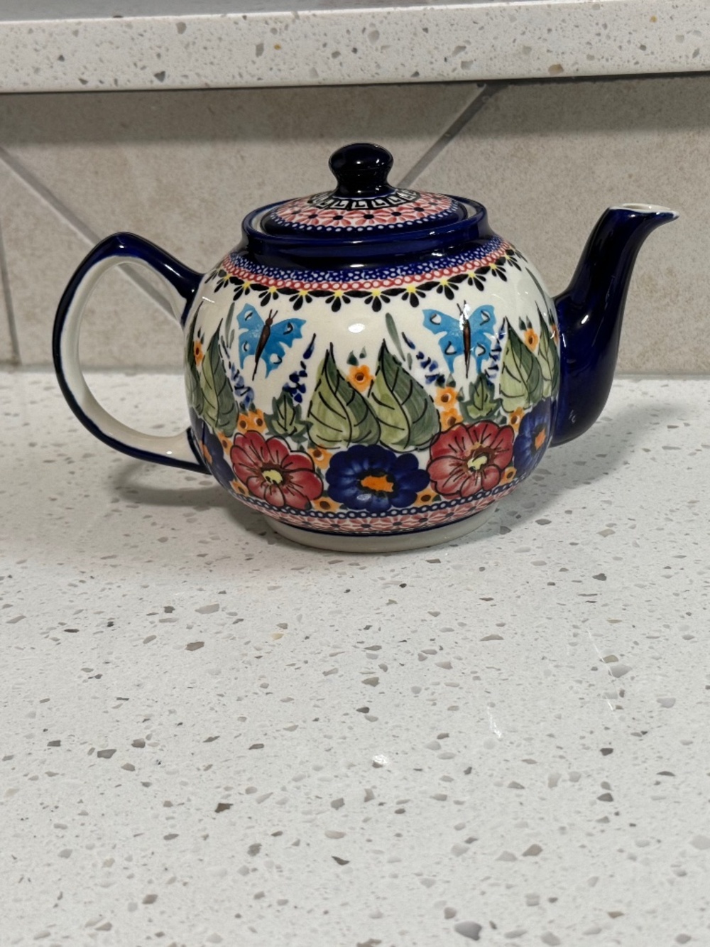 Unikat Hand Painted Polish Pottery Teapot